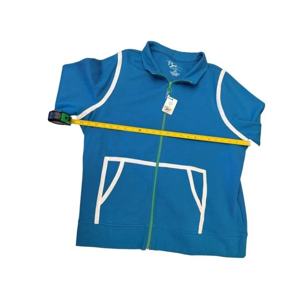 V Sport By Venezia Blue White Trim Full Zip Athletic Jacket Size 22/24 - Picture 5 of 6